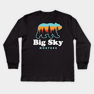 Big Sky Montana Bear Mountains Ski Trees Kids Long Sleeve T-Shirt